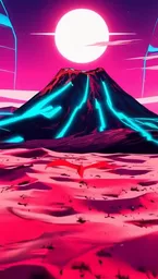 Volkanik bir plato üzerinde, kırmızı bir gölge rüzgârın taşıdığı kumların üzerinden kayarken